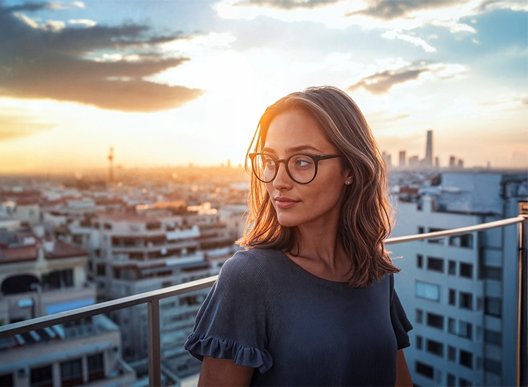 Una mujer con gafas